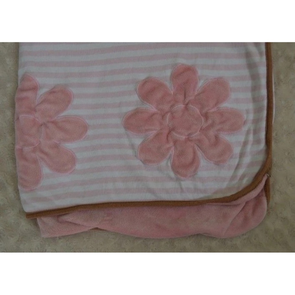 Dwell Studio for Target Flower Baby Blanket Pink Stripes White Brown Floral